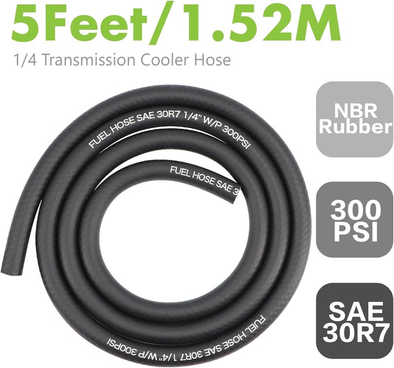 Jeemiter 1/4" ID Fuel Line Hose 5FT - SAE 30R7 NBR Rubber Replacement Kit with 10 Clamps - Short Length for Lawn Mower, Generator, ATV, Motorcycle & Small Engines - Image 2